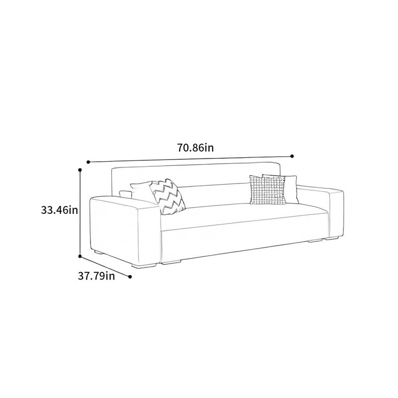 Canapé à dossier haut en tofu italien, H 33,46 po x l 70,86 po x P 37,79 po