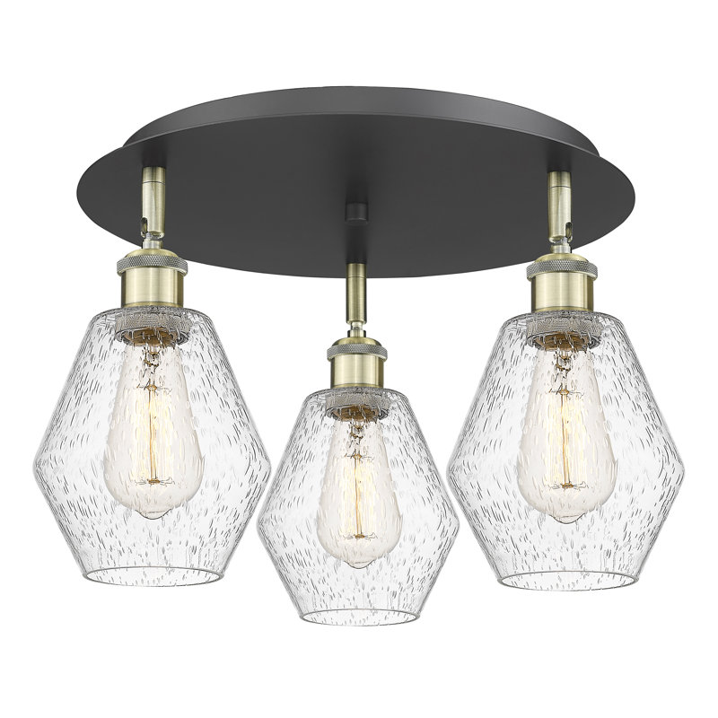 Amylea Glass Flush Mount, Seedy, Black Antique Brass