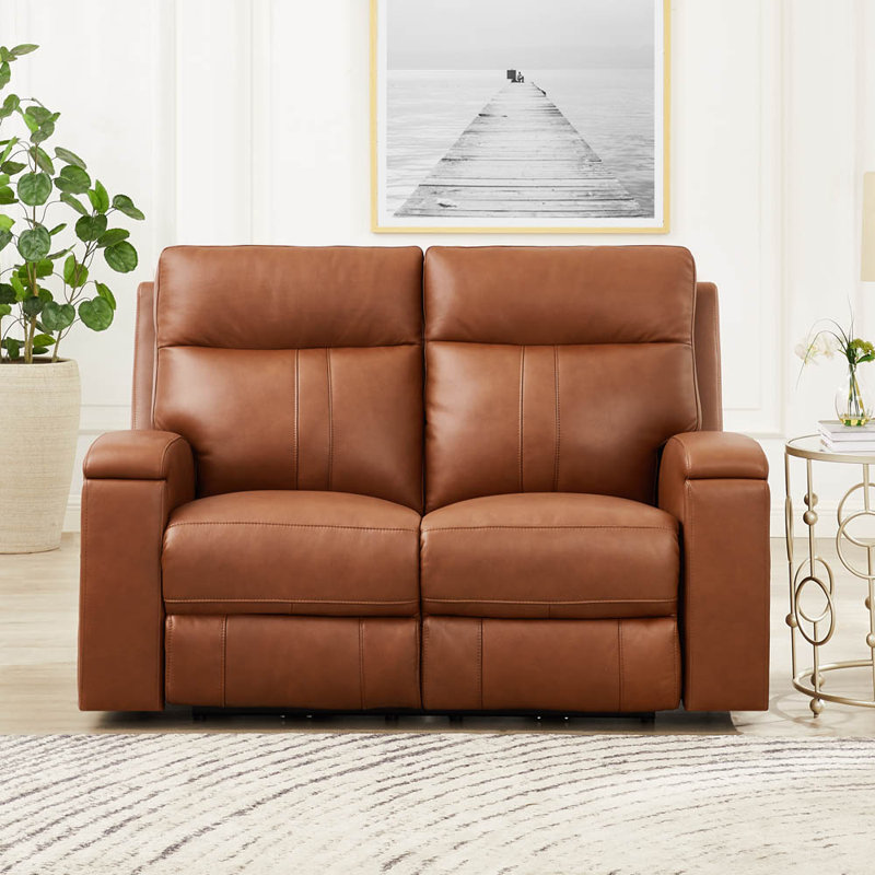 Causeuse inclinable en cuir véritable 62 po Diahanna Maiquel