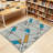 Large area carpet, modern geometric splicing floor decoration bedroom aesthetic carpet, rock wood series, living room, dining room, daycare, office, machine washable carpet, 5x8 feet blue-2114772513