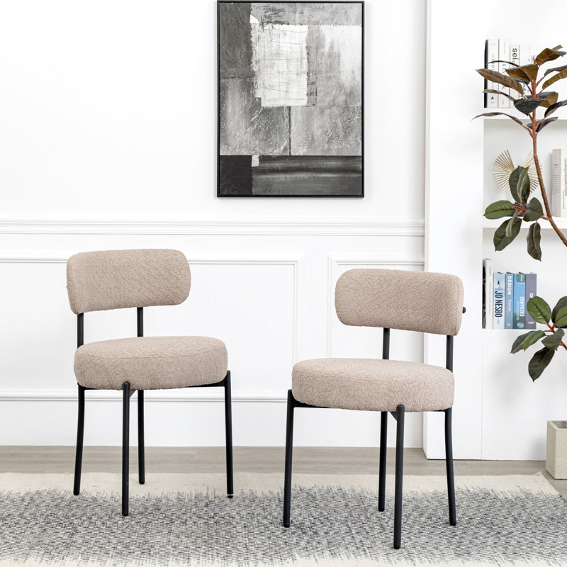 Neshaun 75.95cm H Upholstered Metal Side Chair, Tan