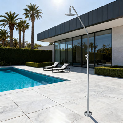 91.34"H Dual-function 316 Stainless Steel Freestanding Outdoor Shower with Footwash