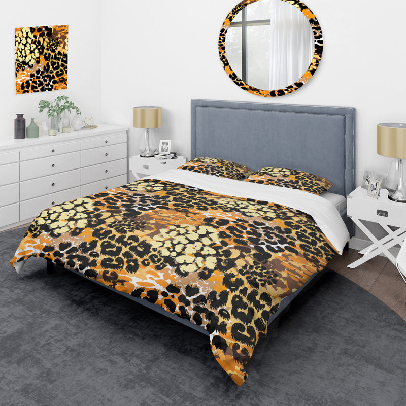 Ensemble de housse de couette en microfibre noir / orange 3 pièces, Housse de couette simple + 1 taie décorative stan