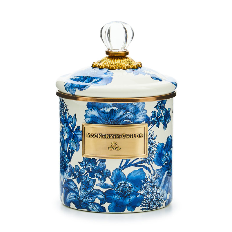 Rosy English Garden Small Canister, Blue/White, 38