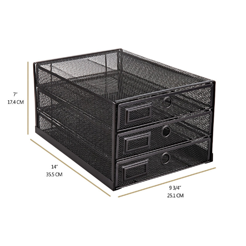 Schaeffer Mesh Stackable File Organizer, Black