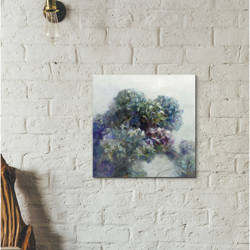 « abstract hortensia », reproduction de peinture à l’acrylique sur toile, H 12 po x l 12 po x P 0,75 po