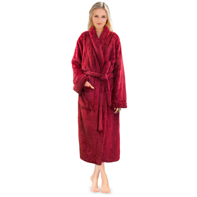 Peignoir en polaire pour femmes avec poches Lamartine, G / TG, Vin