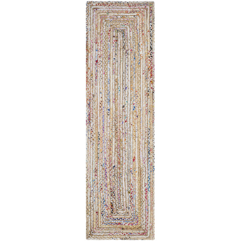 Tapis multicolore en coton tissé à plat à la main Herzig, Tapis de couloir 2 pi 3 po x 22 pi