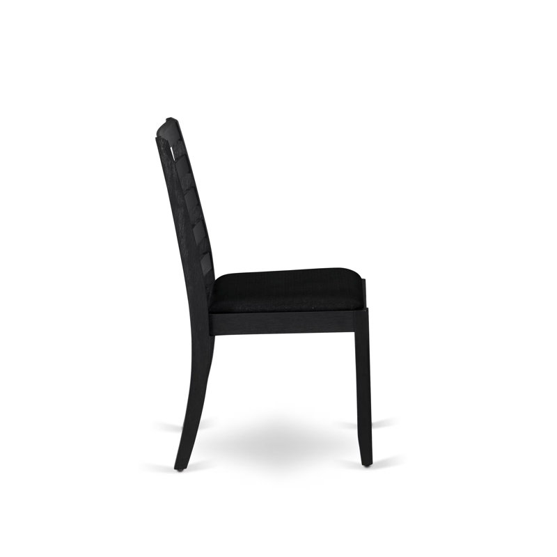 Ensemble de salle à manger 7 pièces comprenant une table de cuisine rectangulaire avec plateau noir et 6 chaises empilables en tissu de polyester, noir