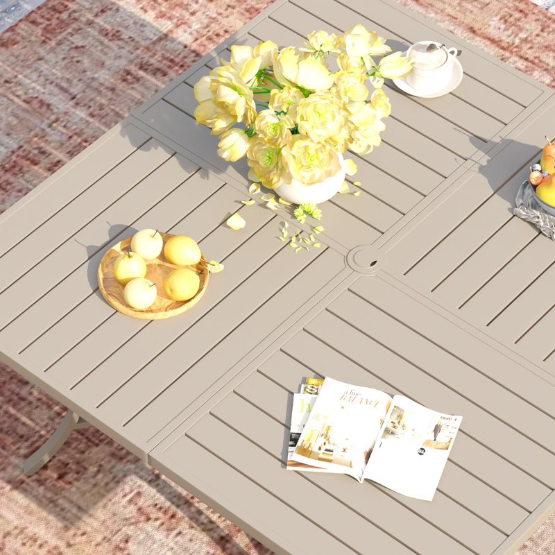 Ensemble de salle à manger de patio pour 8 personnes avec chaises empilables, Beige