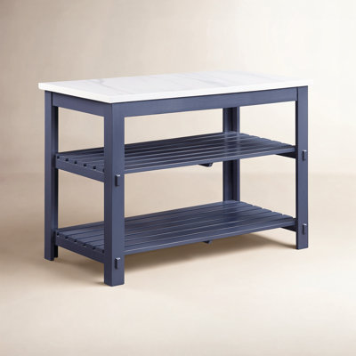 Enapay Kitchen Island In Marble Top
