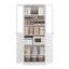 Organisateur de garde-manger en métal blanc de 72 po avec portes et tablettes, robuste, assemblage d'outils, idéal pour une armoire de rangement de cuisine, grand, 5 aimants silencieux réglables, ancrage mural complet