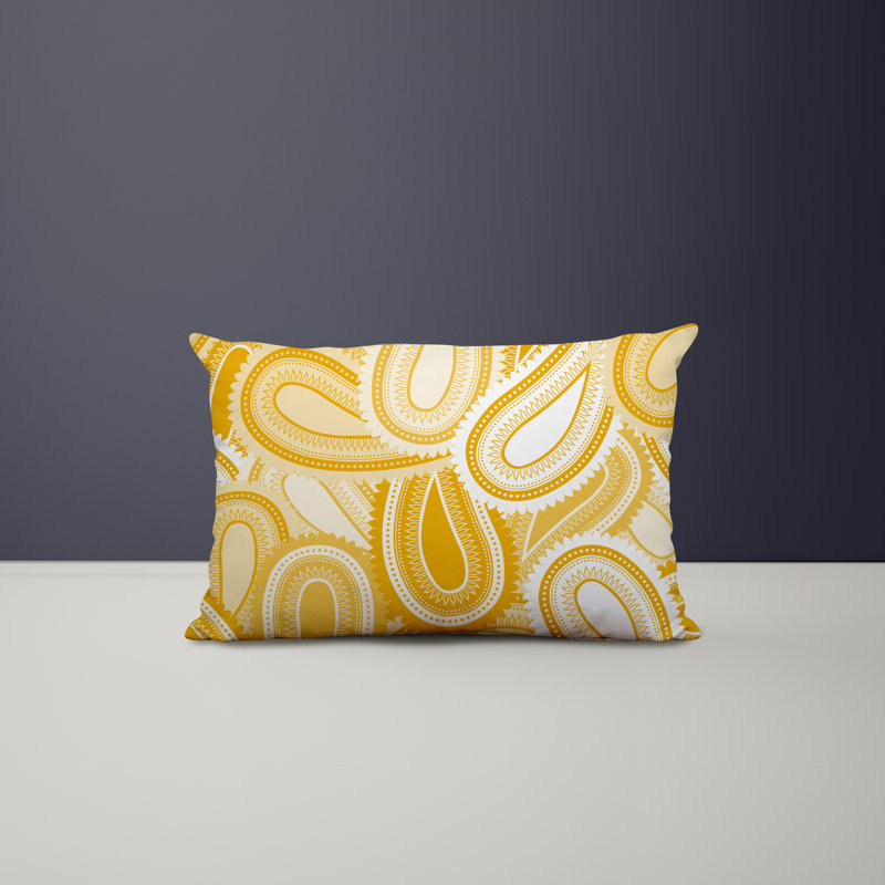 Polyester / Mélange de polyester Housse de coussin rectangulaire intérieure / extérieure lombaire et insert, Jaune