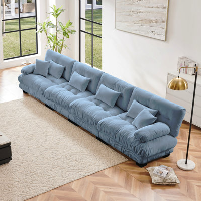 Canapé modulaire 4 places à assise profonde et canapé modulaire, canapé en chenille Canapé rembourré confortable pour salon, appartement, studio, bureau, chenille