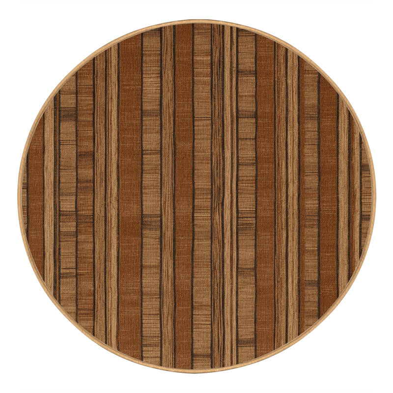  Washable Ships deck browns Nautical Area Rug, Rond 3 pi