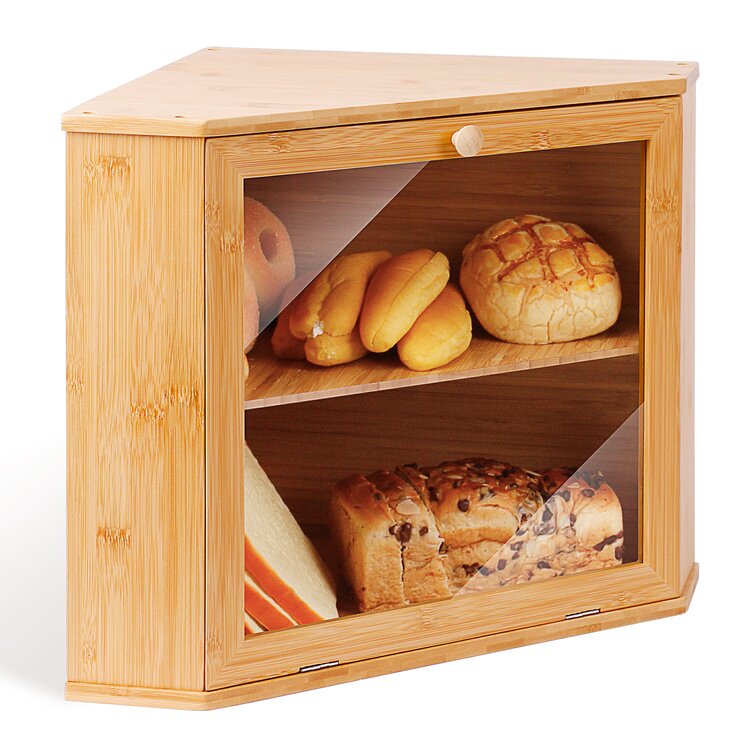 Goodpick Bamboo Bread Storage Box Double Layer Large Wood Bread