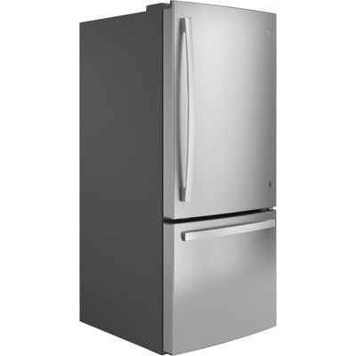 GE Appliances 30" 21 Cubic Feet Energy Star Smudge-Resistant Bottom Freezer Refrigerator with Water and Ice Dispenser