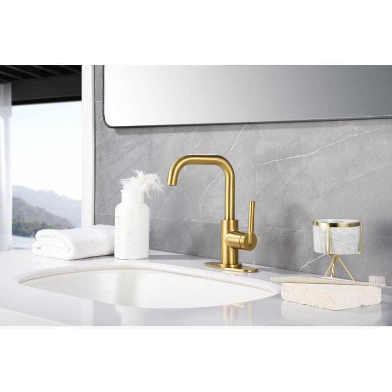Matte Black Single-Handle Bathroom Faucet with Drain Assembly