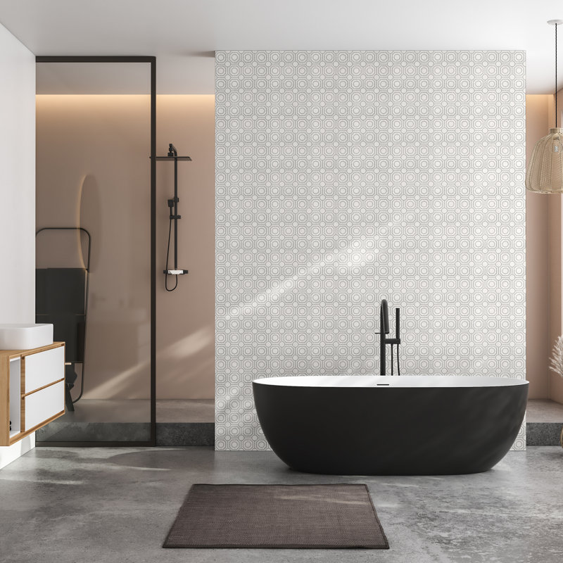 Calabria Frost Galleria 10 in. x 10 in. Polished Marble Mosaic Floor and Wall Tile