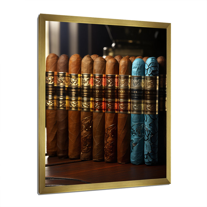 Carnanee Cuban Cigars Golden II sur toile, H 20 po x l 12 po x P 1 po, Encadrement doré