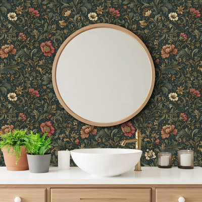 Papier peint auto-adhésif adhésif et amovible à motif de vigne botanique émeraude 24 po x 118 po (60 x 300 cm)