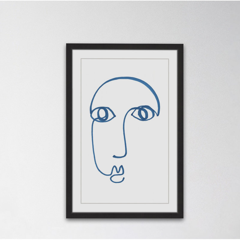 «Blue S croquis» par Acelynn, reproduction de cadre photo, H 30 po x l 20 po, Cadre blanc à bords frangés