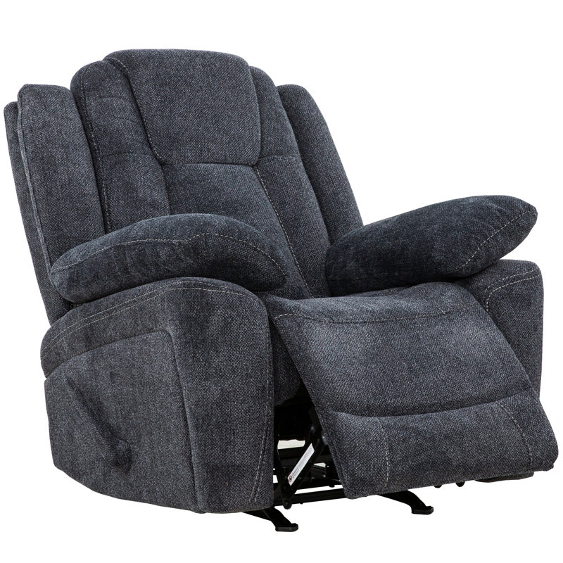 2-piece Dark Grey Upholstered Manual Reclining Sofa & Loveseat Set, 3 Pcs: Chair, Loveseat, Sofa