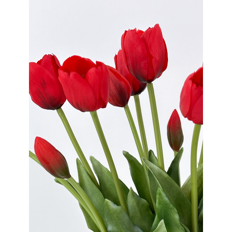 5 vraies tulipes artificielles, Rouge