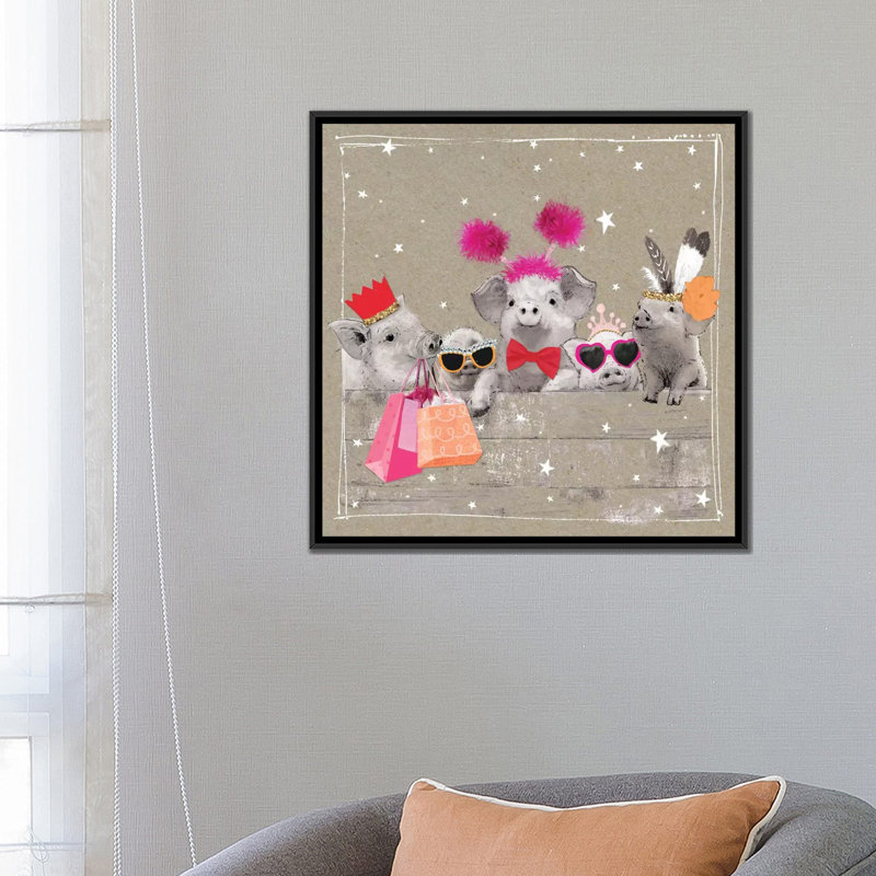 « fantaisiste short farm ii », impression sur toile, H 18 po x l 18 po x P 1,5 po, Toile avec cadre noir