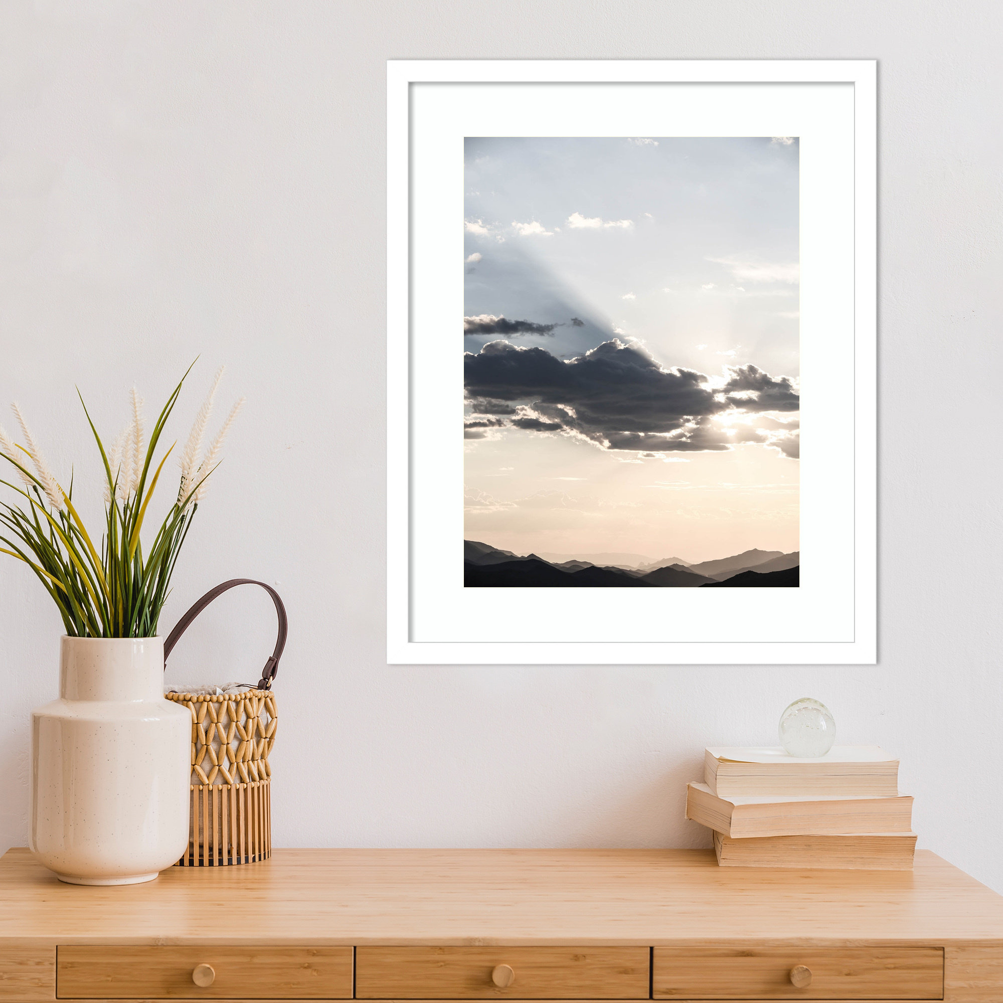 Sonstraal Sunset by Shot by Clint Wood Framed Wall Art Print, 21" H x 17" W, White 