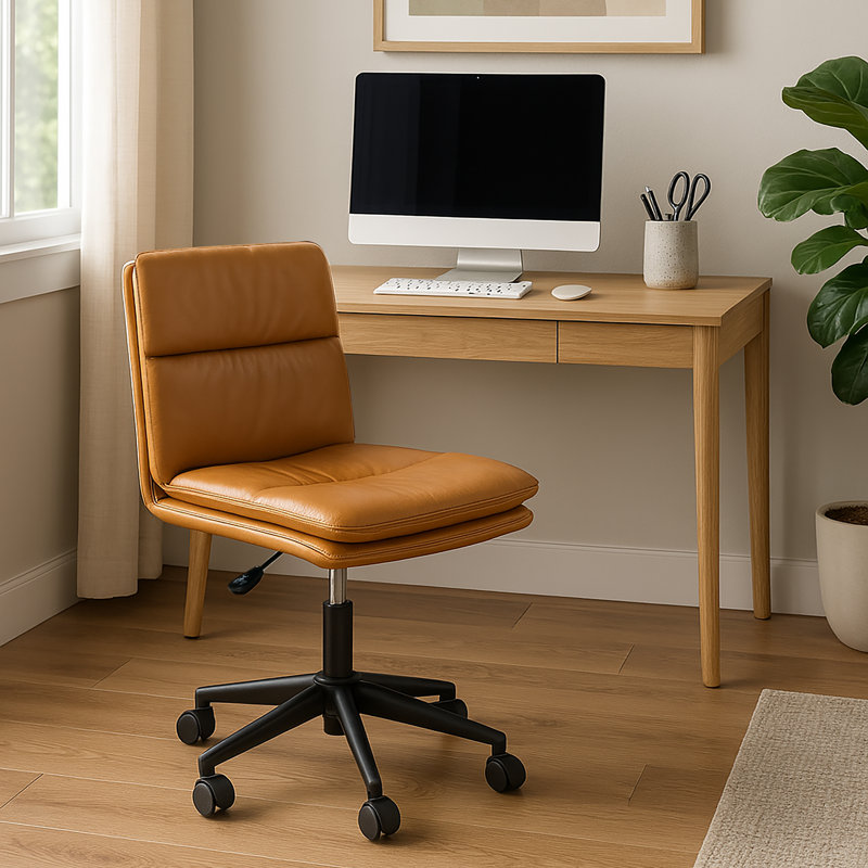 Chaise de travail pivotante en similicuir Moller, Brun cappuccino