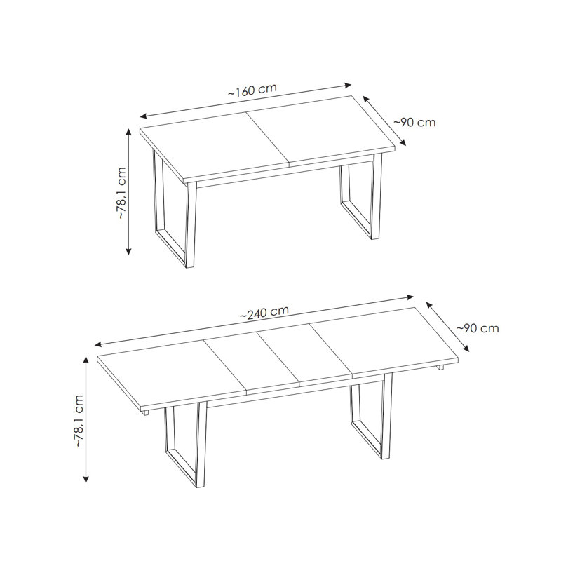 Jesa Extendable Metal Base Dining Table