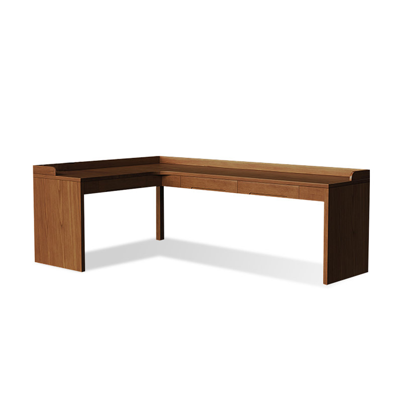 Bureau rectangulaire à 3 tiroirs en bois massif brun noisette, H 29,53 po x l 78,74 po x P 47,24 po, Retour à gauche