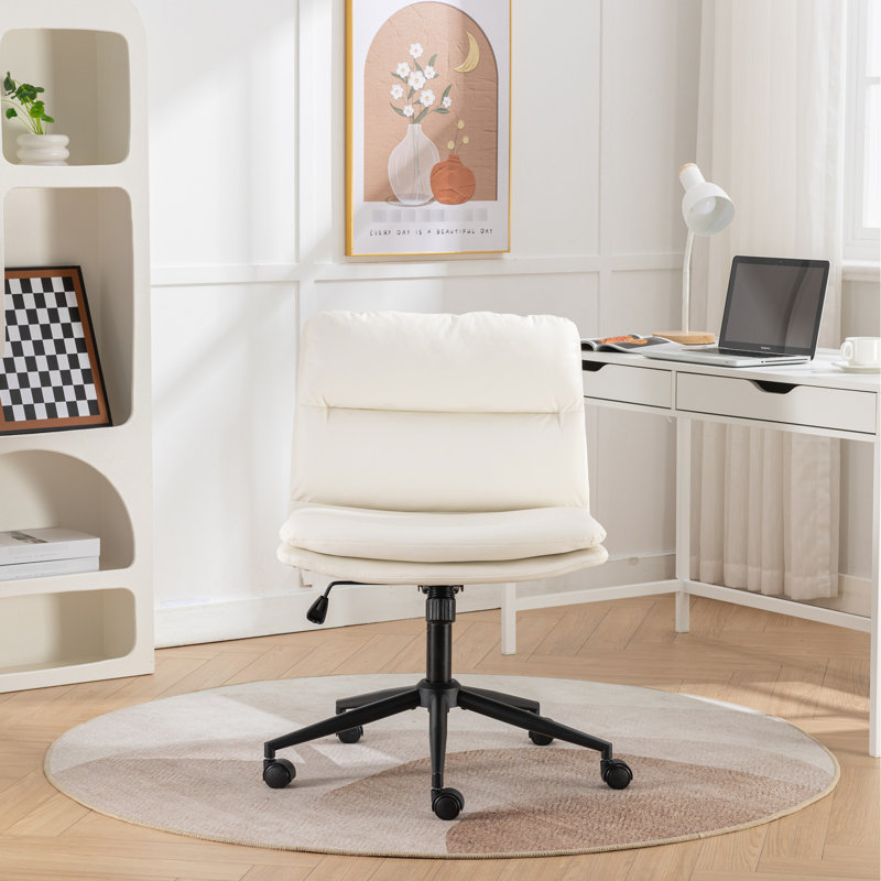 Chaise blanche avec hauteur réglable et siège large pour plus de confort, Similicuir blanc