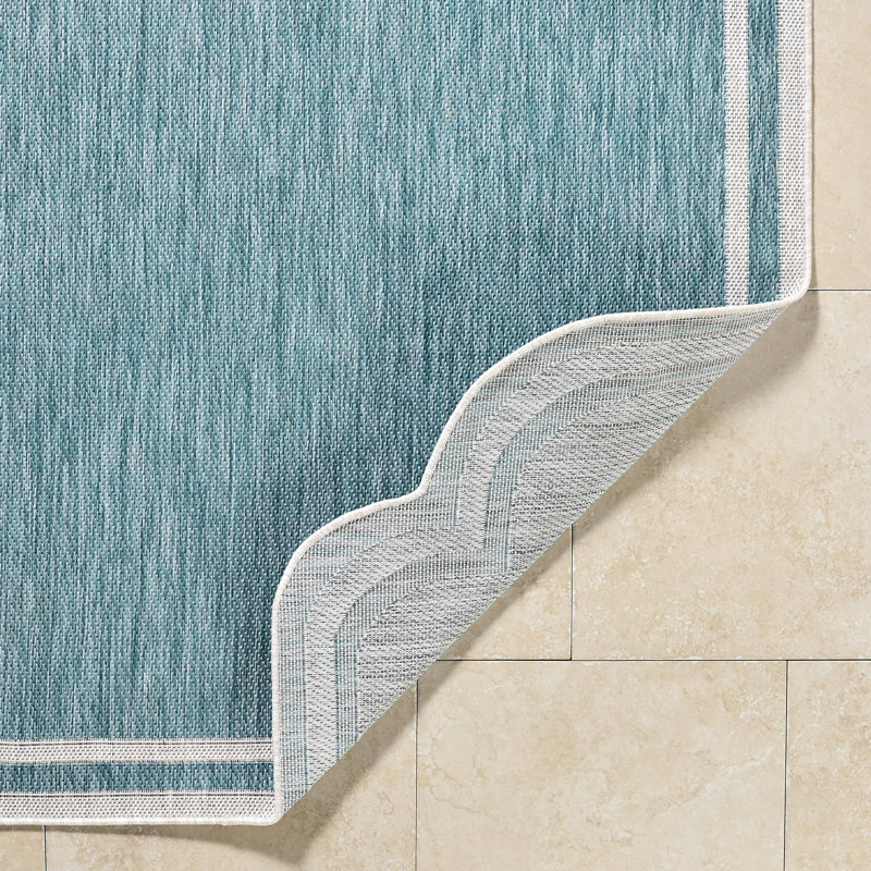 Skiles Machine Woven Rug, Runner 2'7" x 7'3", Blue/Cream