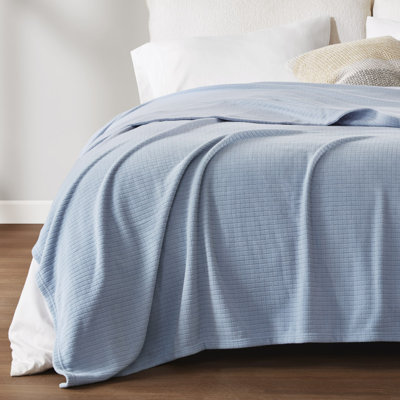 Microfleece Blue Grid Pattern All Season King Blanket