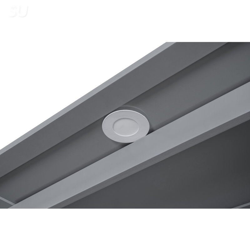 Grand lit escamotable mural avec tablettes, Gris, Grand lit