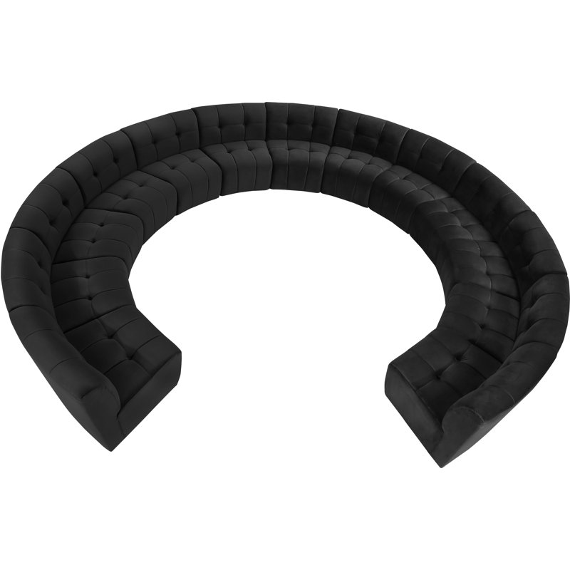 Canapé modulaire de coin symétrique en velours de 173 po de largeur Jedson, Velours noir