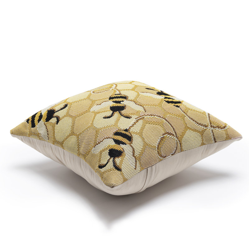 Honeycomb Beige and Black Round Indoor/Outdoor Pillow