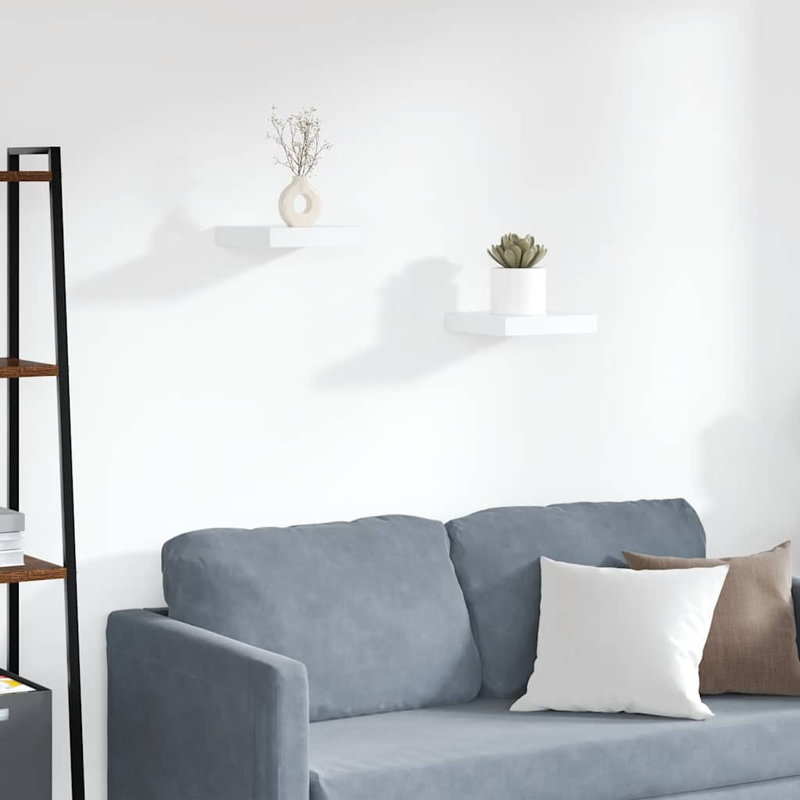 Wall Shelf Floating Shelf Wall Mounted Display Shelf for Photo Frame, White, 1.5" H x 9.3" W x 9.1" D