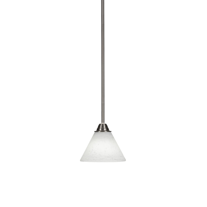 Luminaire suspendu en verre Ayrshire Paramount, Blanc, H 56,75 po x l 7 po x P 7 po, Nickel brossé
