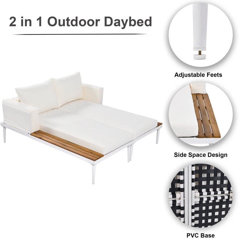 Lit de jour d'extérieur 55 po l 2 po 1, Beige, Blanc