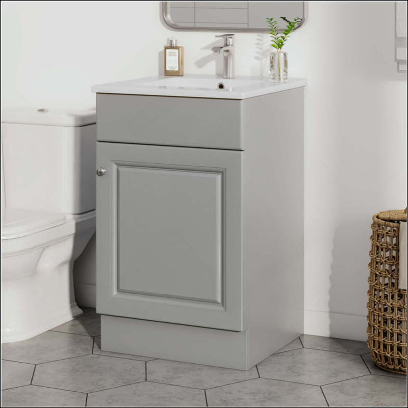 Meuble-lavabo de salle de bain avec lavabo, meuble-lavabo avec tablette de porte et tablette réglable (robinet non inclus)