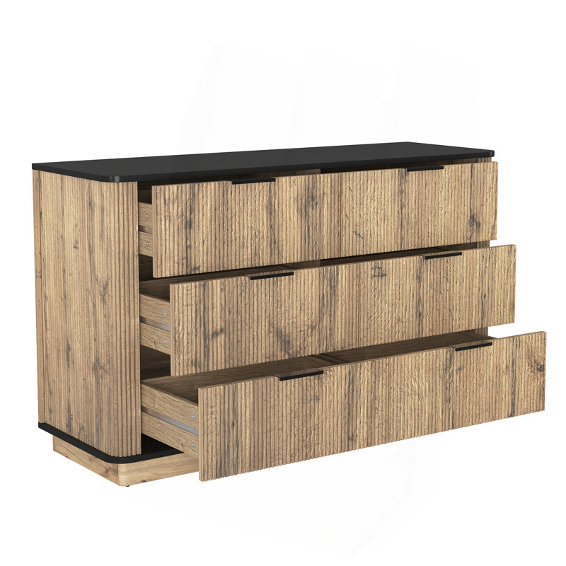 Armoire moderne en MDF multifonctionnel à six tiroirs, la combinaison parfaite de coins arrondis et de design multifonctionnel