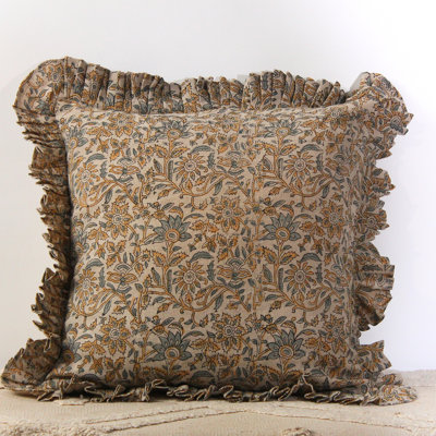 Floral Linen Throw Pillow