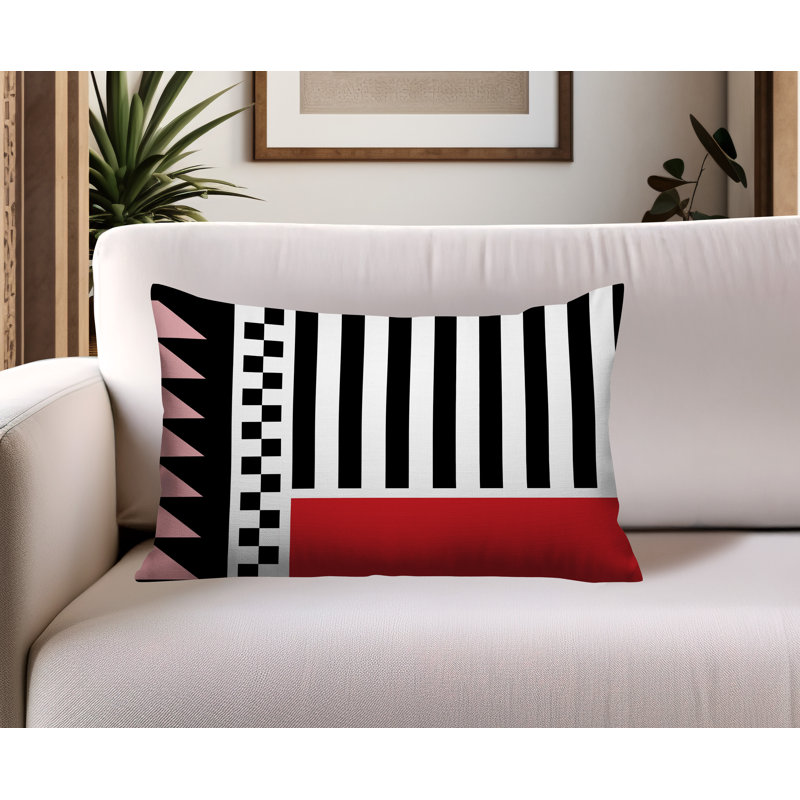 Oreiller rectangulaire réversible intérieur / extérieur Kaleido, Rectangulaire H 14 po x l 20 po, Rouge