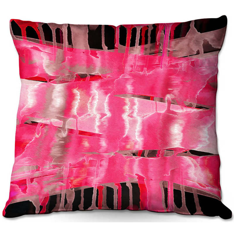 Reversible Throw Pillow, 18" x 18", Pink/Black/White