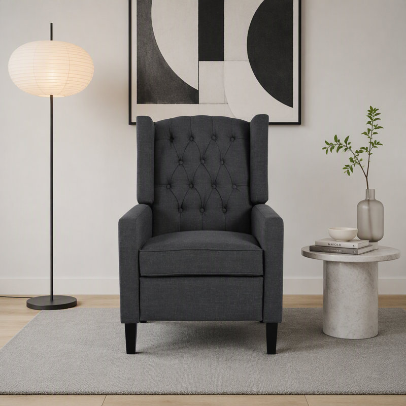 Fauteuil inclinable manuel à oreilles réglable. avec table d'appoint pliable, ports de chargement USB, chaises inclinables modernes confortables pour le salon, la chambre à coucher, le dortoir, le bureau