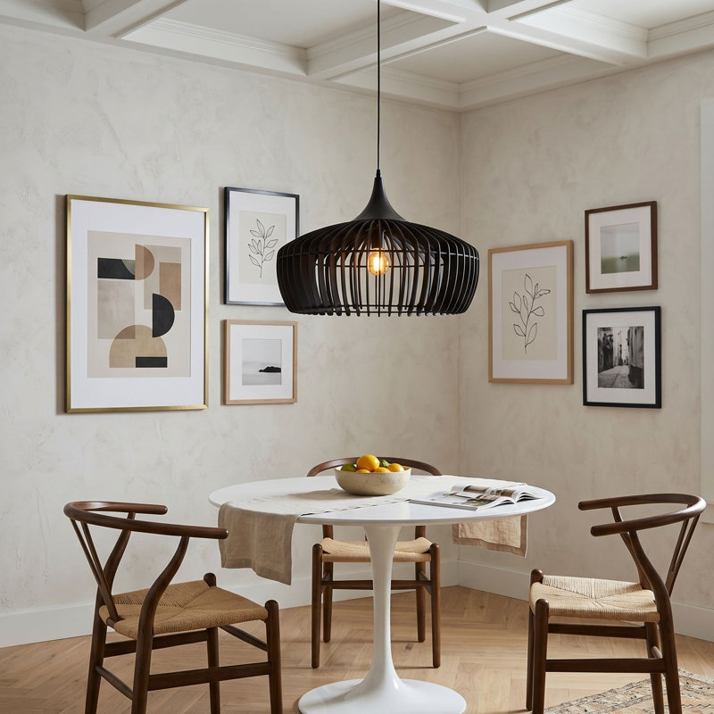 Luminaire suspendu Chandra, Noir satiné, Noir