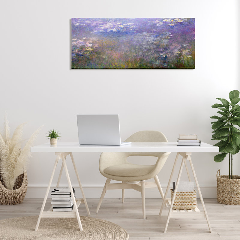 Art mural classique sur toile, "Monet Pond Lilies" par one1000paintings, H 20 po x l 48 po